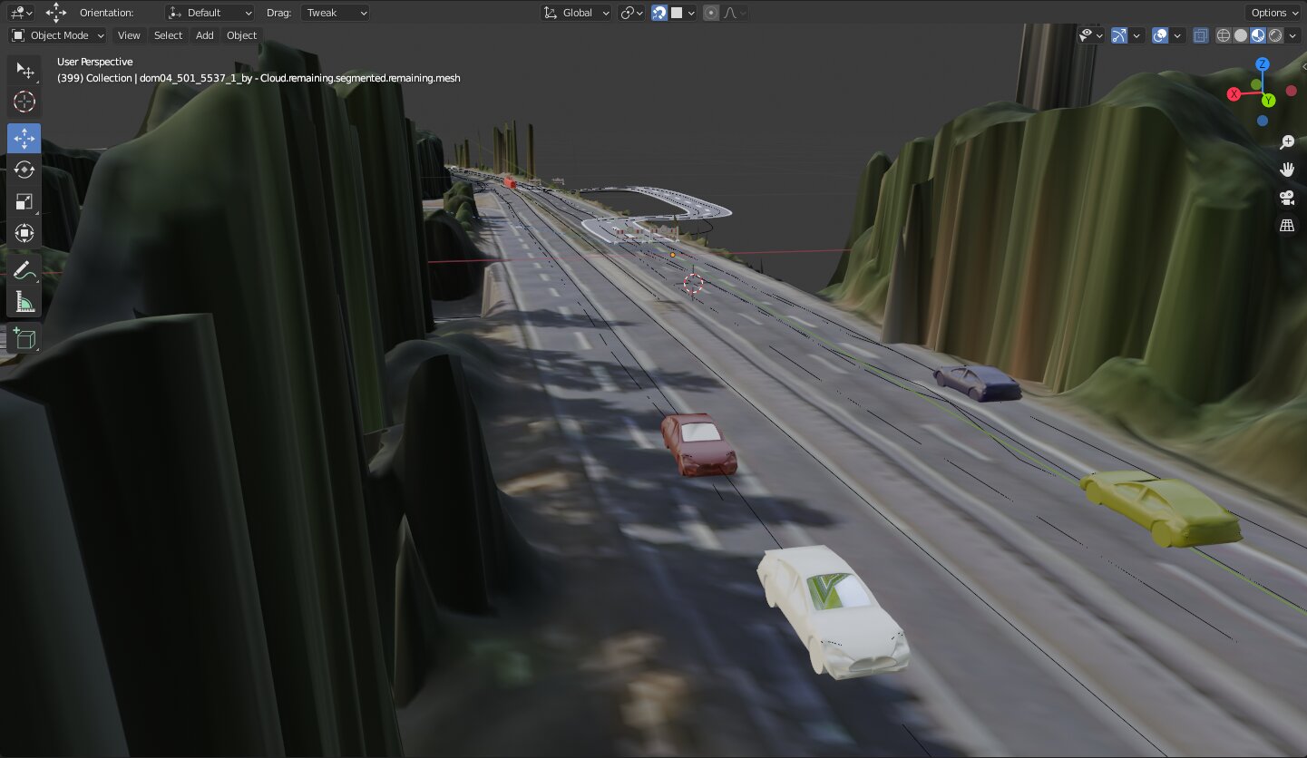 Verkehrssimulation — 3D-Bauprozess auf einer Scan-Karte